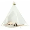 Gymax Lace Teepee Tent Sheer Lace Tipi Tent 5-Side Large Indoor & Outdoor Canopy White