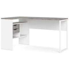 Furniture To Go Function Plus Corner Desk 2 Drawers In White And Grey