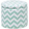 Beliani Fabric Round Storage Footstool Lift Top Striped Mint Green And White Tunica
