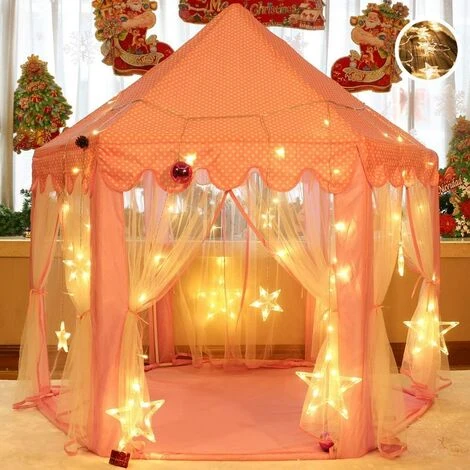 PESCE Children's Play Tent, Princess Castle Play Tent, Indoor Children's Playhouse, Girls Large Playhouse With LED Color Fairy Lights - Image 2