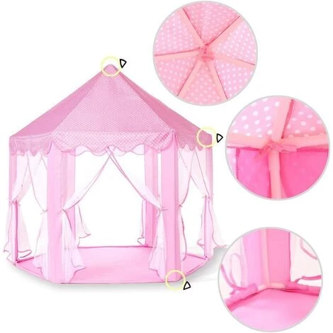 PESCE Children's Play Tent, Princess Castle Play Tent, Indoor Children's Playhouse, Girls Large Playhouse With LED Color Fairy Lights - Image 3