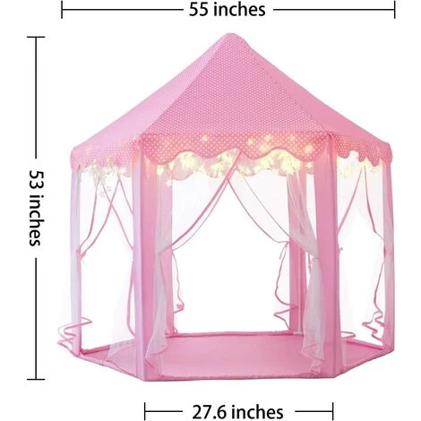PESCE Children's Play Tent, Princess Castle Play Tent, Indoor Children's Playhouse, Girls Large Playhouse With LED Color Fairy Lights - Image 4
