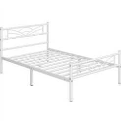 Yaheetech 3ft Single Metal Bed Frame, 90x190cm, White