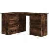 Corner Desk Smoked Oak 145x100x76 Cm Engineered Wood VidaXL