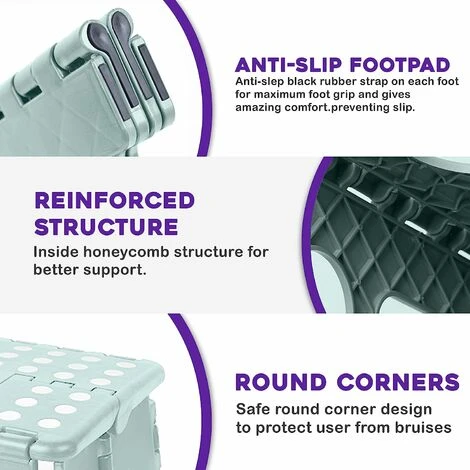 MODOU 9" Folding Step Stool Non-Skid, Slip-Resistant Lightweight Design Folding Stool 300-Pound Capacity Foam - Image 2