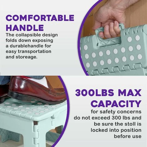 MODOU 9" Folding Step Stool Non-Skid, Slip-Resistant Lightweight Design Folding Stool 300-Pound Capacity Foam - Image 3