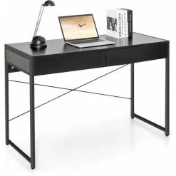 Costway Computer Desk Wooden PC Laptop Table Writing Workstation 2 Drawers Study Desk