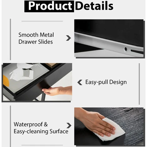 Costway Computer Desk Wooden PC Laptop Table Writing Workstation 2 Drawers Study Desk - Image 4