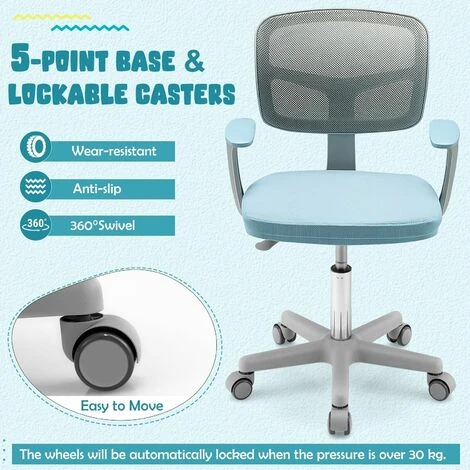 Costway Kids Computer Desk Chair Low-Back Task Study Chairs Children Office Task Chair - Image 3