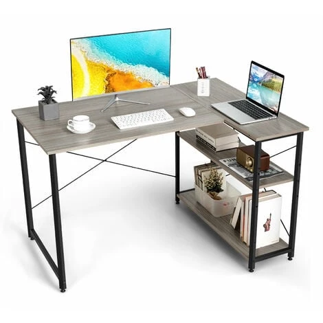 Costway Corner Computer Desk Reversible L-shaped Writing Desk Workstation Gaming Table