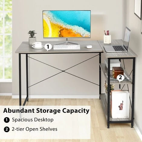 Costway Corner Computer Desk Reversible L-shaped Writing Desk Workstation Gaming Table - Image 2