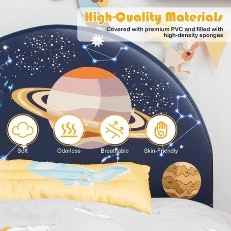 Costway Single KIds Bed Toddler Upholstered Sleeping Bed Frame Soft Headboard Footboard - Image 5