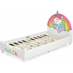 Costway Single KIds Bed Toddler Upholstered Sleeping Bed Frame Soft Headboard Footboard