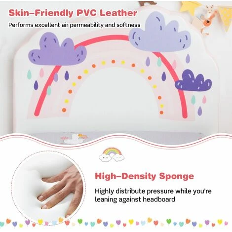 Costway Single KIds Bed Toddler Upholstered Sleeping Bed Frame Soft Headboard Footboard - Image 4