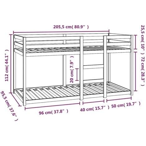 Bunk Bed Honey Brown 90x200 Cm Solid Wood Pine VidaXL - Image 3