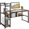 Costway 2 IN 1PC Workstation Computer Writing Study Desk With 4 Tier Storage Shelves
