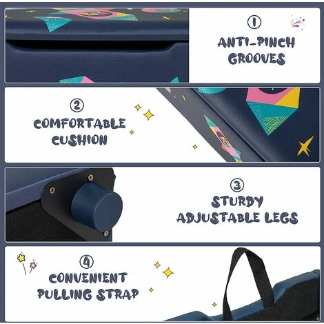 COSTWAY Kids Toy Storage Box, Upholstered Children Organizer Chest With Removable Lid, Handle And Adjustable Legs, Storage Ottoman Bench For Bedroom, Nursery, Playroom (Navy Blue) - Image 2