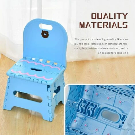 EINEMGELD Plastic Folding Stool, Plastic Folding Step Stool, Plastic Folding Step Stool, Adult Step Stool, Plastic Folding Shower Stool For Kitchen, Bathroom - Image 2