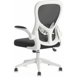 Hbada Ergonomic Desk Chair, Computer Office Chair With Flip-up Armrest&Lumbar Support, Adjustable Height, White