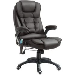 HOMCOM Heated Vibrating Massage Office Chair With Reclining Function Brown