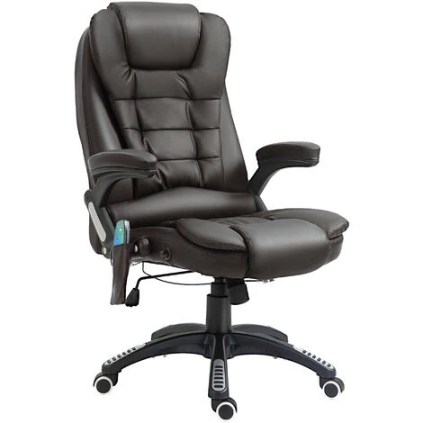 HOMCOM Heated Vibrating Massage Office Chair With Reclining Function Brown