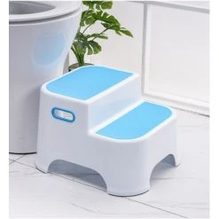 FVBJD Two Step Kids Step Stools , Blue - Child, Toddler Safety Steps For Bathroom, Kitchen And Toilet Potty Training - Non Slip Feet, Textured Friction Grip,