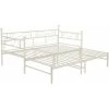 SWYEOOT Single Metal Sofa Bed Day Bed With Trundle Bed, Can Be Extended From 95-177 Cm, White