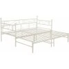 SWYEOOT Single Metal Sofa Bed Day Bed With Trundle Bed, Can Be Extended From 95-177 Cm, White