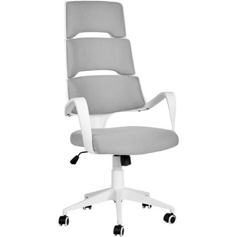 Beliani Office Desk Chair Swivel Adjustable Height White And Grey Polyester Grandiose