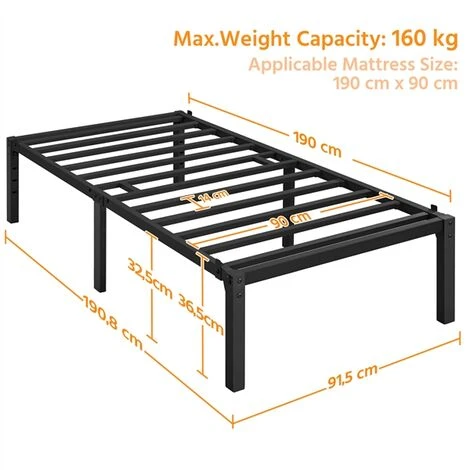 Yaheetech 3ft Single Metal Platform Bed Frame - Image 5