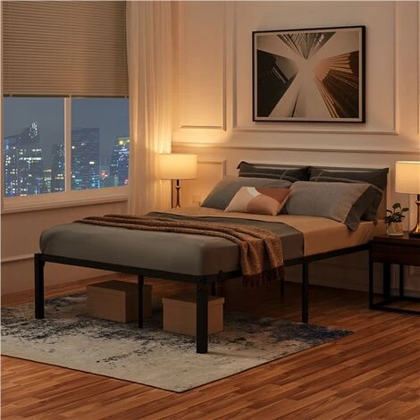 Yaheetech 4ft6 Double Metal Platform Bed Frame - Image 2