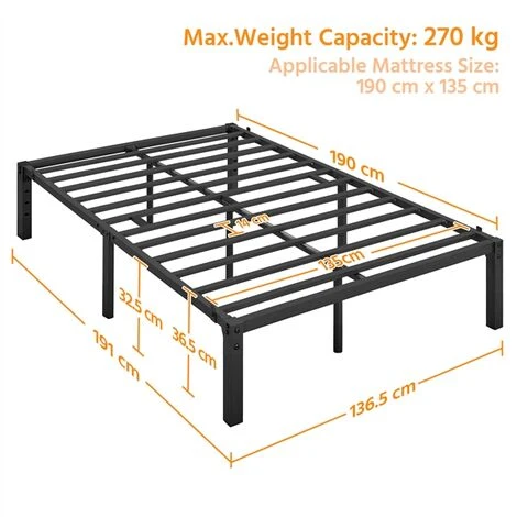 Yaheetech 4ft6 Double Metal Platform Bed Frame - Image 5