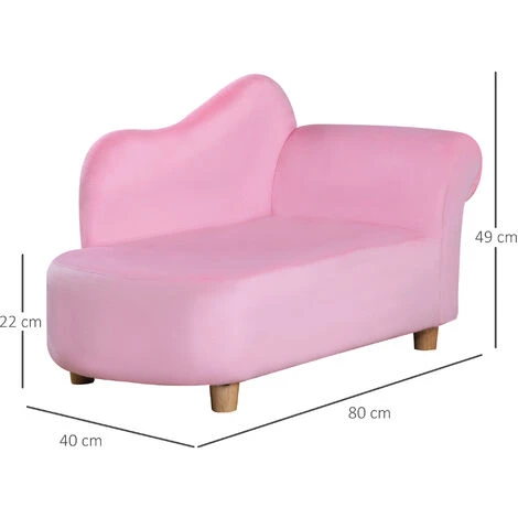 HOMCOM Kids Sofa Toddler Armchair Lounger Children Sofa Bed Bedroom Chair Pink - Image 2