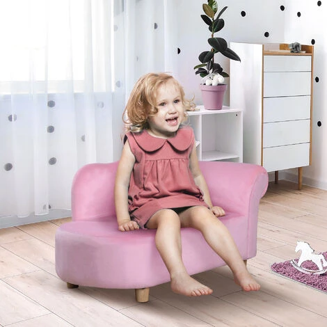 HOMCOM Kids Sofa Toddler Armchair Lounger Children Sofa Bed Bedroom Chair Pink - Image 3