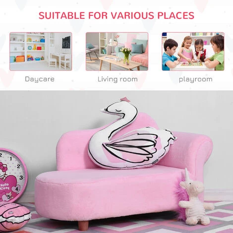 HOMCOM Kids Sofa Toddler Armchair Lounger Children Sofa Bed Bedroom Chair Pink - Image 5