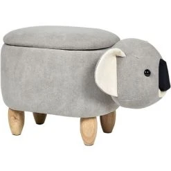 Beliani Modern Velvet Stool Grey Upholstery Storage Children Solid Wood Animal Coala