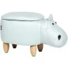 Beliani Modern Faux Leather Stool Light Blue Upholstery Storage Solid Wood Animal Hippo