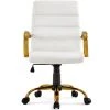 Yaheetech Mid-Back Office Chair With Gold Frame, White
