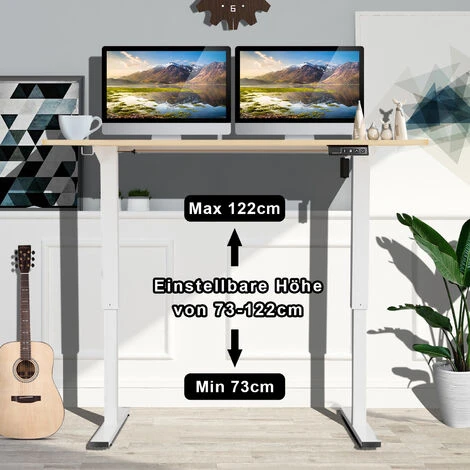 Devoko Bureau Assis Debout Électrique Réglable En Hauteur, Panneau Avec 4 Claviers à Mémoire Automatique, Cadre En Acier, Équipé Du Système Anti-Collision, 120CM,Beige - Image 3