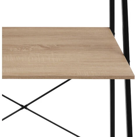 Tectake Writing Desk Exeter 85.5x46.5x140cm With Overhead Storage - Desk, Work Table, Office Table - Industrial Wood Light, Oak Sonoma - Image 4