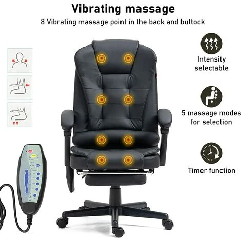 BLISSWOOD Black Massage Office Chair - Image 3