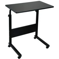 Simpa Black Height Adjustable Mobile Desk Overbed Table