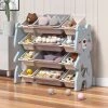 Livingandhome 4 Tier Kids Toy Storage Organizer With Detachable Bins Bookshelf