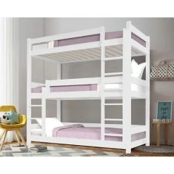 BLISSWOOD Single Triple Bunk Bed White