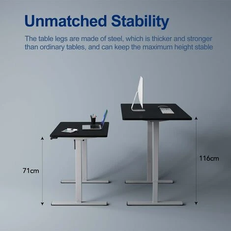 SANODESK Electric Height Adjustable Standing Desk Sit Stand Desk Adjustable Desk Stand Up Desk With Anti-collision Protection, Memory Control And Soft Start/stop Function (Gray,EP1) - Image 3