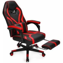 Costway Ergonomic Gaming Chair Adjustable Reclining Computer Chair Retractable Footrest