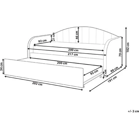 Beliani Trundle Bed Velvet Upholstery Slatted Base EU Single Light Blue Eyburie - Image 3
