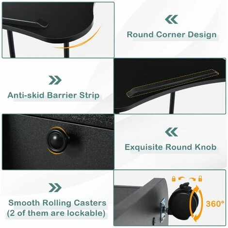 Costway Mobile Laptop Table Height Adjustable Sit Stand Computer Desk Presentation Cart - Image 5