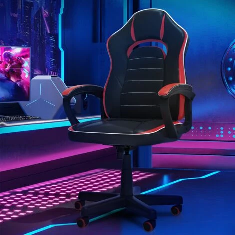 Devoko Gaming Chair Office Chair Ergonomic Chair Height Adjustable Chair Home Office With Universal Wheels,Red - Image 2