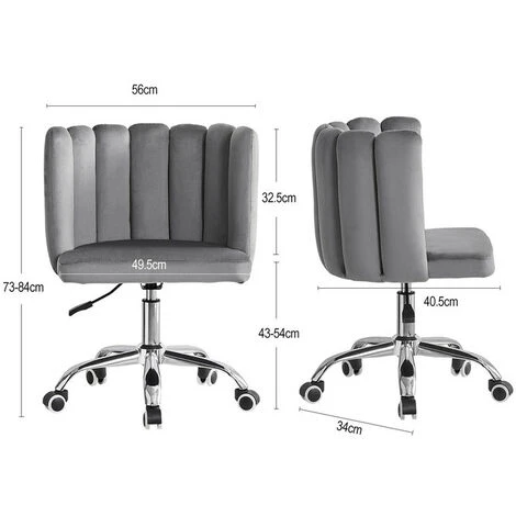 CLIPOP Desk Chair Velvet Computer Office Chair With Unique Back Armrest Height Adjustable Padded Seat Swivel Chair For Desk Home Office, Grey - Image 2